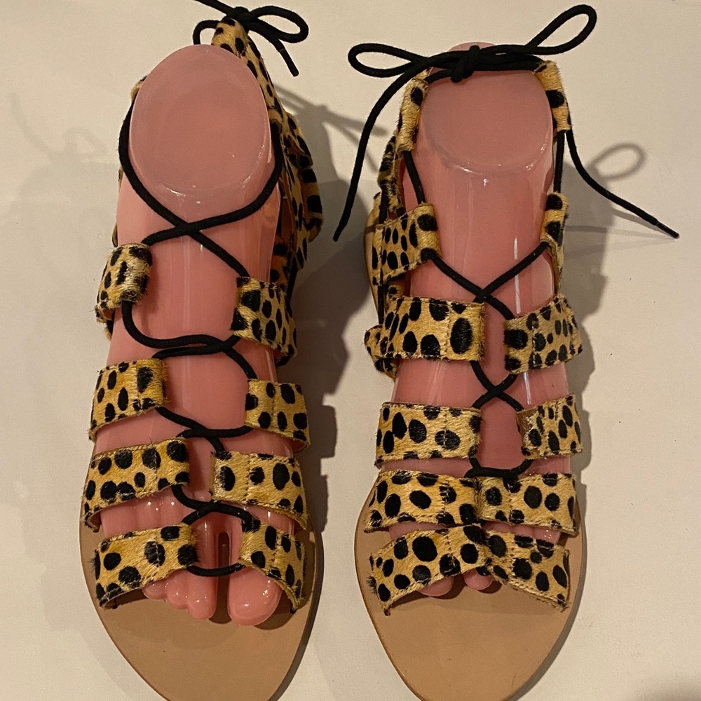 Loeffler Randall Leopard Print Lace-Up Sandals
507